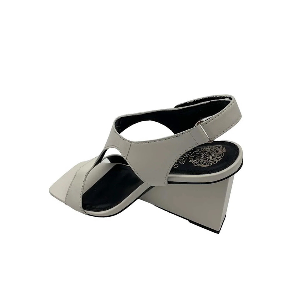 Vince Camuto Leather Wedge Heel Sandals Larahana Coconut Cream - Medium - Picture 3 of 3